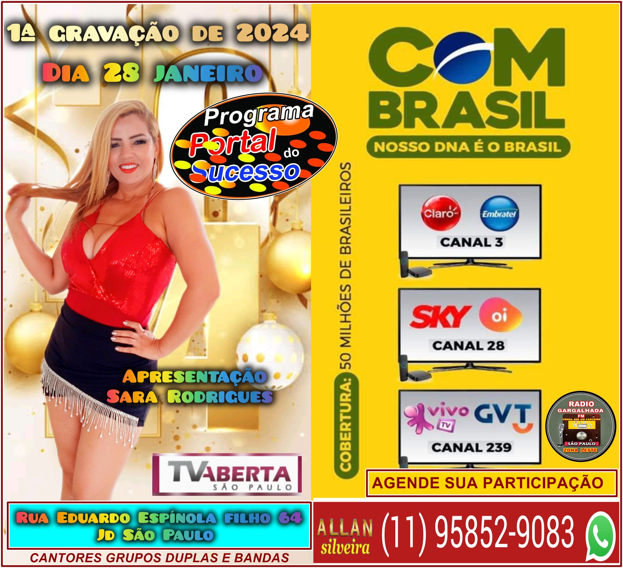 ATENÇÃO CANTORES GRUPOS DUPLAS E BANDAS VENHA SE DIVULGAR NA TV